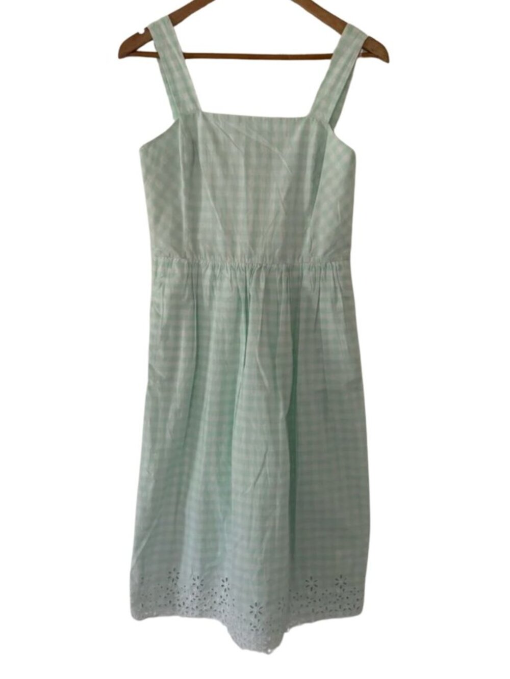 Draper James Green Gingham Embroidered Dress Size 16 NWT Eyelet Hem Cottagecore - Picture 5 of 8